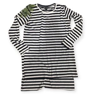 Longline Striped Tunic Long Sleeve Tee T Shirt Top Closet Staple Lagenlook